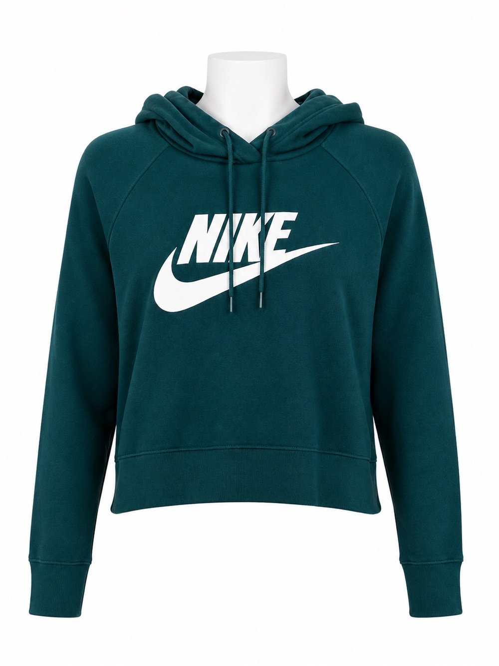 Size L Nike Women’s Cropped Fleece Hoodie Green Pullover Sweatshirt - Picture 1 of 7